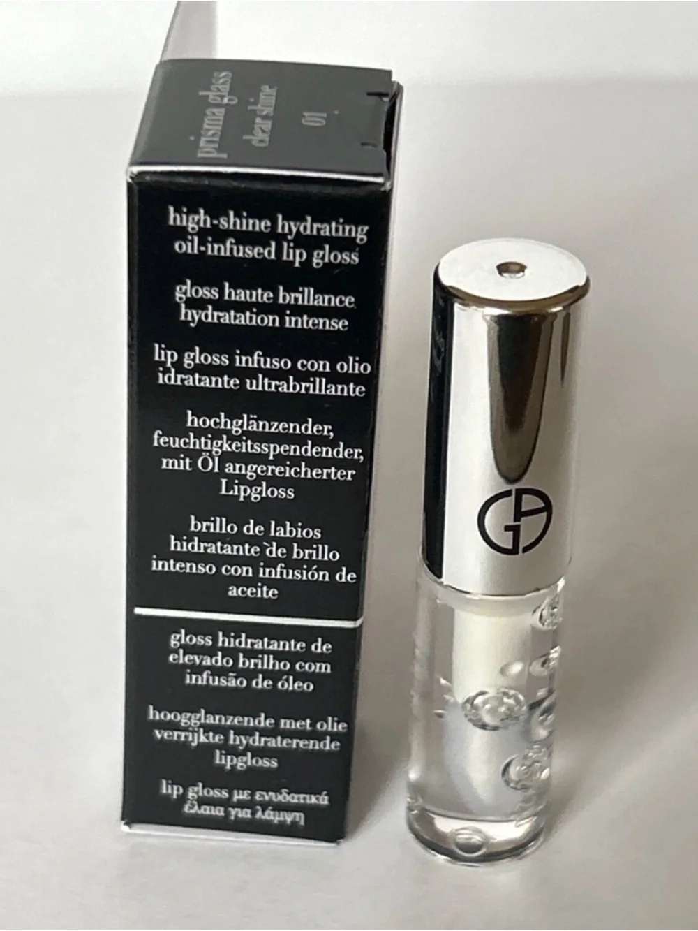 Giorgio Armani Prisma Glass High-Shine Hydrating Lip Gloss — Clear Shine 01. NWT
